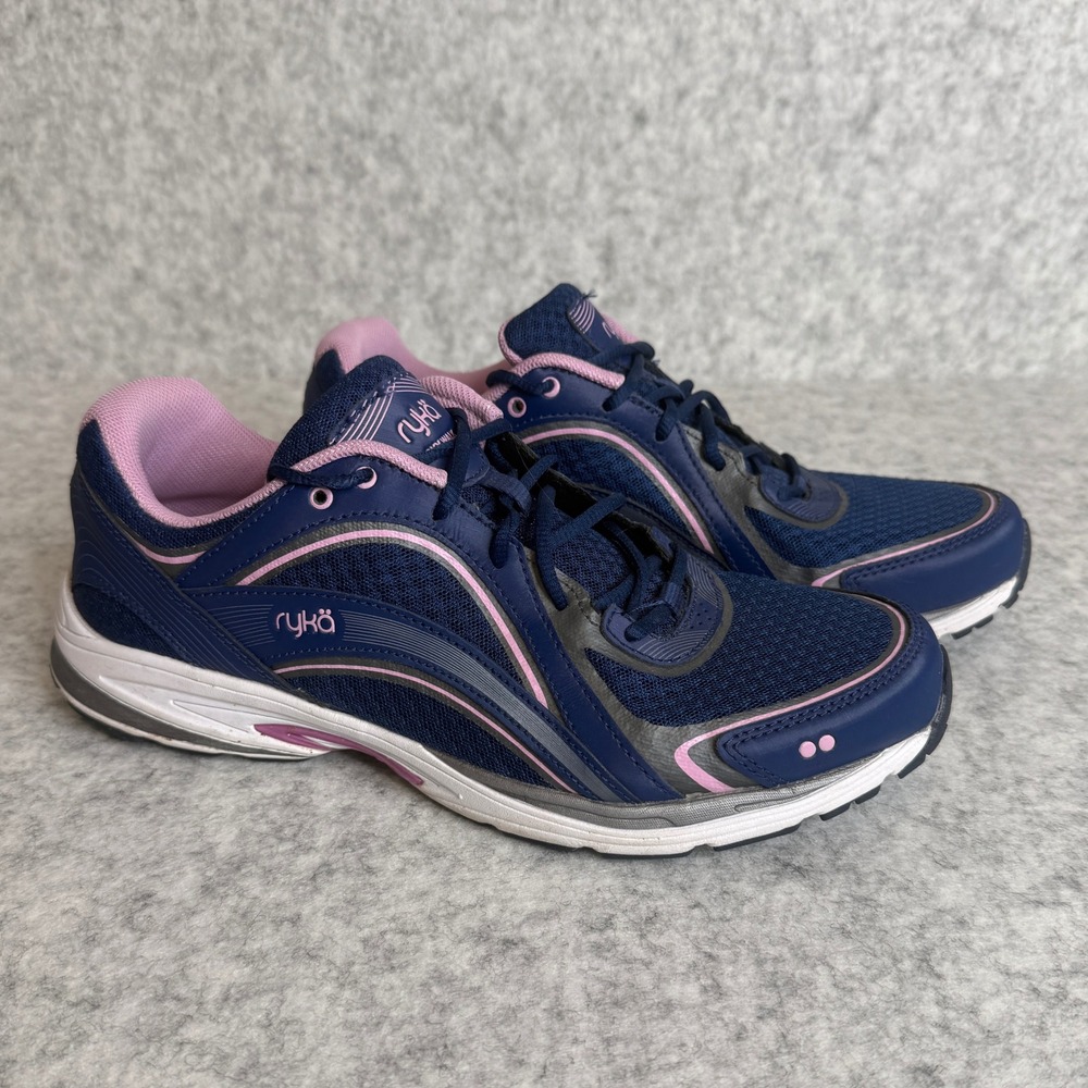 Ryka Sky Walk Walking Shoes Women 10M Navy Pink/Lilac Athletic Sneakers